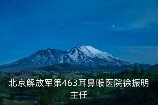 徐振明，北京解放軍第463耳鼻喉醫(yī)院徐振明主任