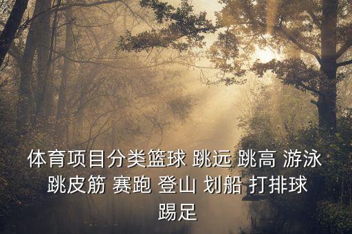 體育項目分類，體育項目分類籃球 跳遠 跳高 游泳 跳皮筋 賽跑 登山 劃船 打排球 踢足