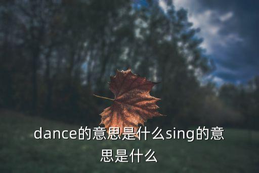 dance的意思是什么sing的意思是什么