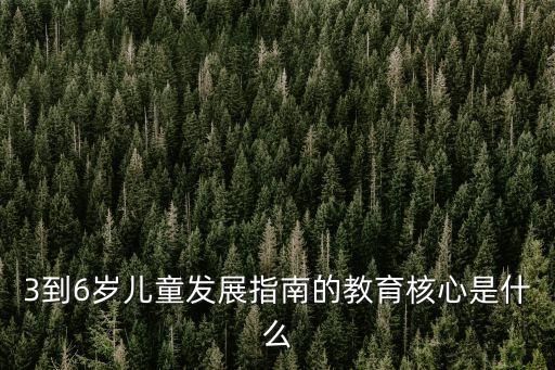 幼兒發展指南，3到6歲兒童發展指南的教育核心是什么