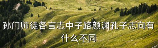 孫門師徒各言志中子路顏淵孔子志向有什么不同
