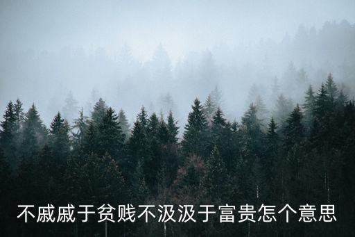 不戚戚于貧賤不汲汲于富貴怎個意思