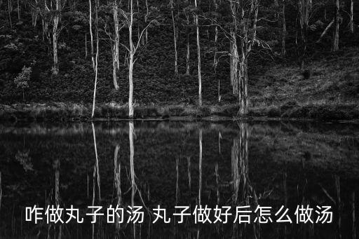 咋做丸子的湯 丸子做好后怎么做湯