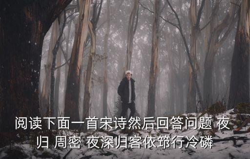 閱讀下面一首宋詩然后回答問題 夜 歸 周密 夜深歸客依筇行冷磷