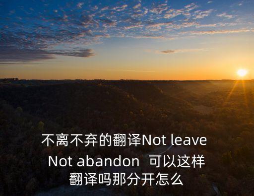 不離不棄的翻譯Not leave Not abandon  可以這樣翻譯嗎那分開怎么