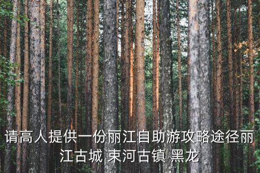 麗江自助，請高人提供一份麗江自助游攻略途徑麗江古城 束河古鎮(zhèn) 黑龍