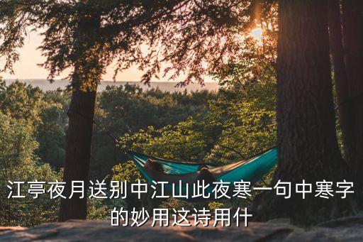江山此夜寒，寂寞離亭掩江山此夜寒 寒 賞析