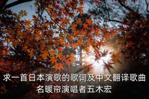 五木宏，求一首日本演歌的歌詞及中文翻譯歌曲名暖簾演唱者五木宏
