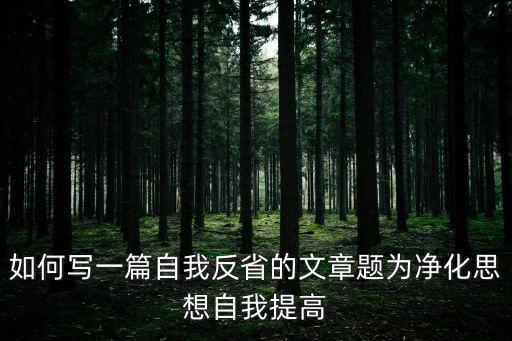 如何寫一篇自我反省的文章題為凈化思想自我提高