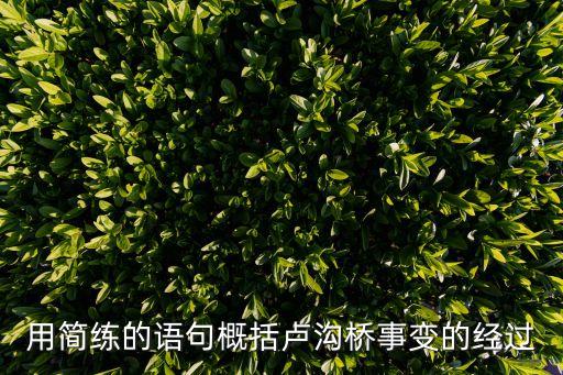 用簡練的語句概括盧溝橋事變的經過