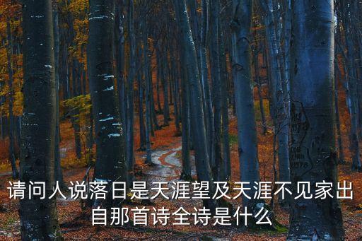 請問人說落日是天涯望及天涯不見家出自那首詩全詩是什么