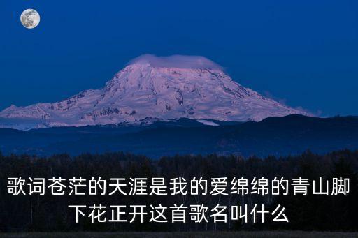 蒼茫的天涯是我的愛，歌詞蒼茫的天涯是我的愛綿綿的青山腳下花正開這首歌名叫什么
