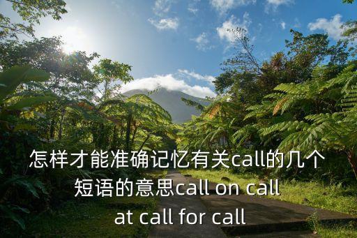 call的短語，怎樣才能準確記憶有關call的幾個短語的意思call on call at call for call