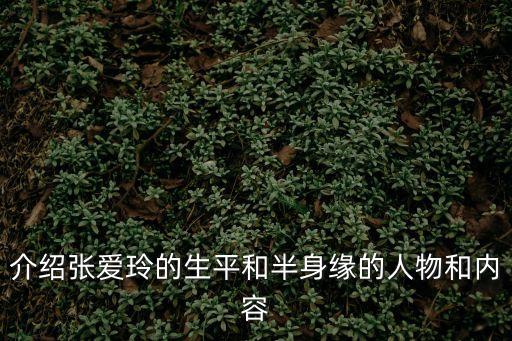 介紹張愛玲的生平和半身緣的人物和內容