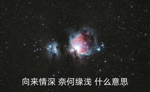 向來情深 奈何緣淺 什么意思