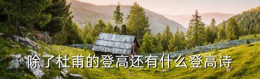 登山詩句，形容登高的詩有什么