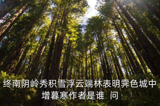 城中增暮寒，終南陰嶺秀積雪浮云端林表明霽色城中增暮寒作者是誰  問