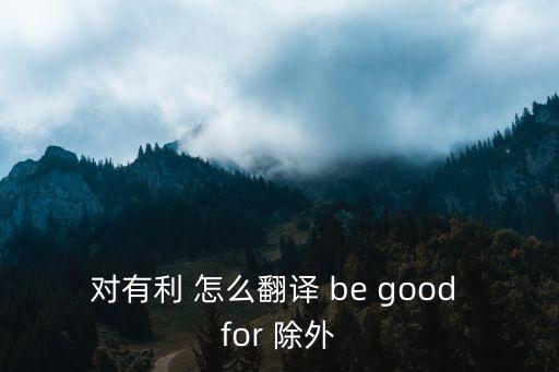 對有利 怎么翻譯 be good for 除外
