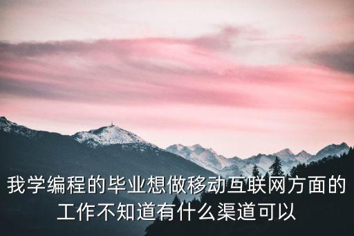 陳昊芝，我學編程的畢業想做移動互聯網方面的工作不知道有什么渠道可以