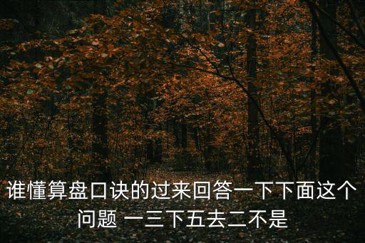 誰懂算盤口訣的過來回答一下下面這個問題 一三下五去二不是