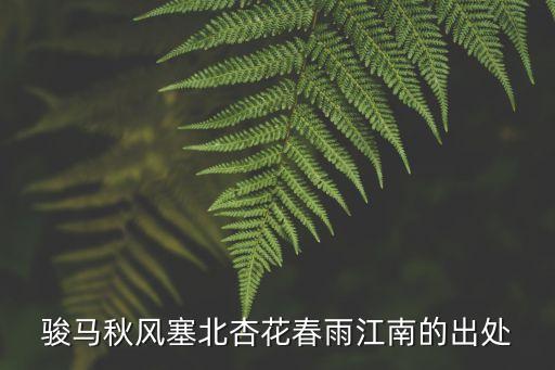春雨江南，駿馬秋風冀北杏花春雨江南誰作全詩是