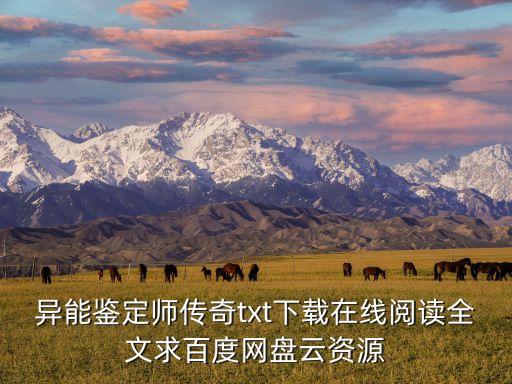 異能鑒定師傳奇txt下載在線閱讀全文求百度網盤云資源
