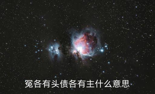 冤有頭債有主，冤有頭債有主是什么意思啊