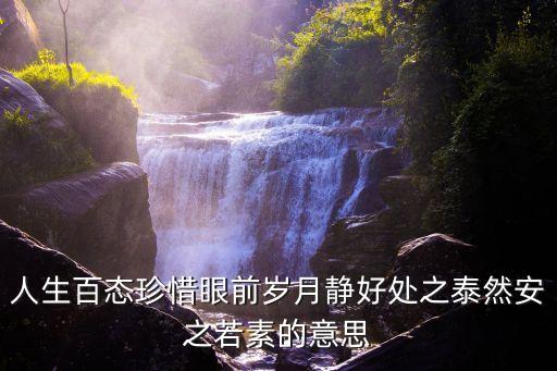 一個人的歲月靜好，人生百態珍惜眼前歲月靜好處之泰然安之若素的意思