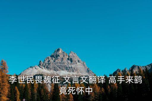 李世民畏魏征，李世民畏魏征 翻譯