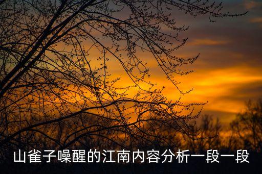 山雀子噪醒的江南內(nèi)容分析一段一段