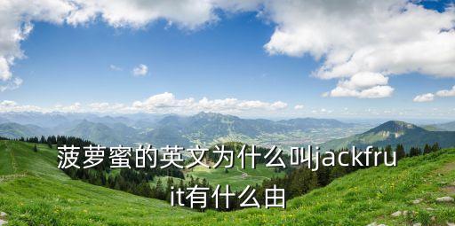 菠蘿蜜的英文為什么叫jackfruit有什么由