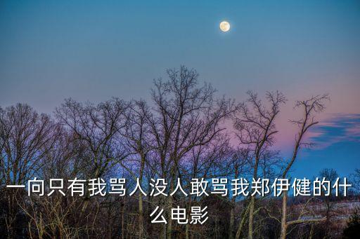 一向只有我罵人沒人敢罵我鄭伊健的什么電影