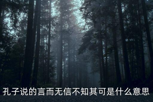言而無信不知其可，孔子說的言而無信不知其可是什么意思