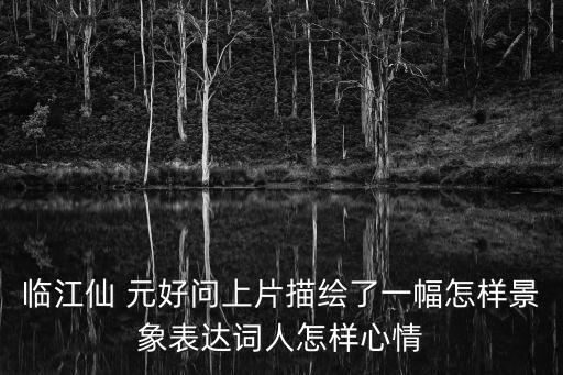 臨江仙元好問，臨江仙 元好問上片描繪了一幅怎樣景象表達詞人怎樣心情