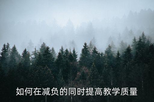 如何在減負的同時提高教學質量