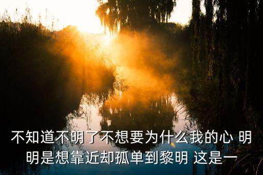 不知道不明了不想要為什么我的心，不知道不明了不想要為什么我的心 明明是想靠近卻孤單到黎明 這是一