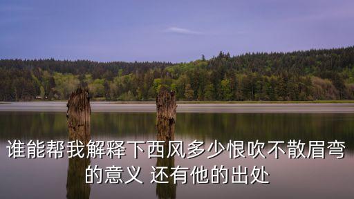 吹不散眉彎，誰能幫我解釋下西風多少恨吹不散眉彎的意義 還有他的出處